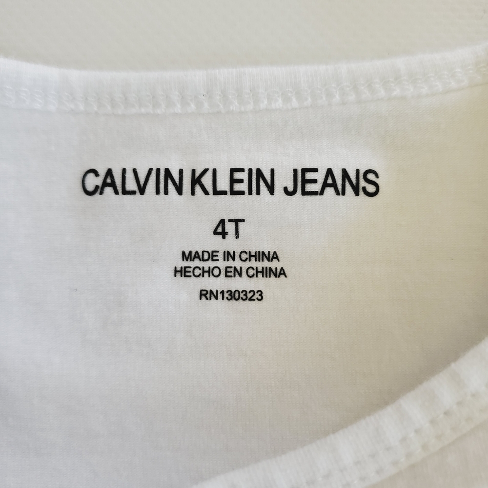 K1138 * Calvin Klein Girls Silver Heart Logo Long Sleeve Tee White Size 4T - Picture 4 of 6